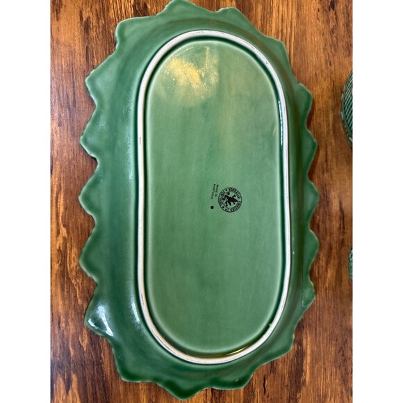 Green Bardello Pinheiro "Rabbit Green" Ceramic Pitcher, Tray, Creamer Portugal E - Picture 6 of 10